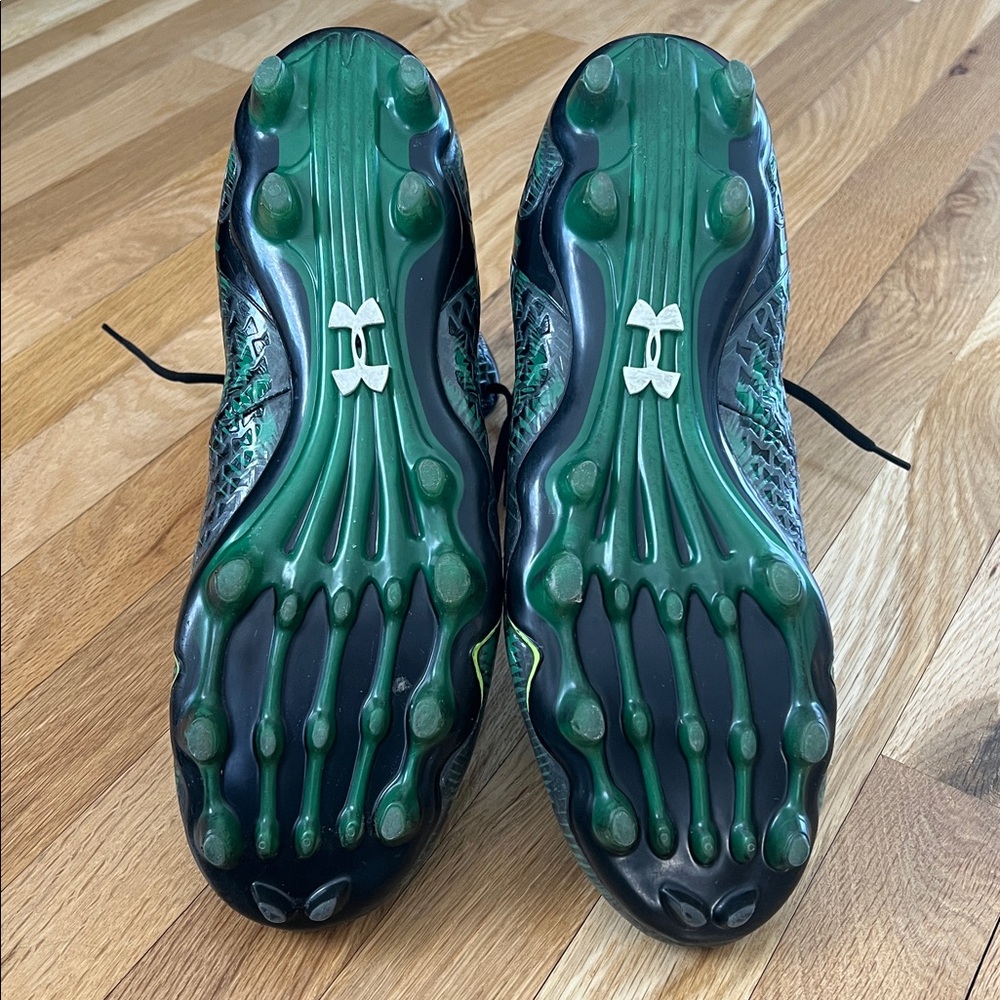 Under Armour Black/Green Highlight MC High-Top Cleats, Clutch Fit, Size Men’s 13 - Picture 8 of 15
